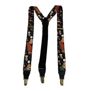Vintage Addiction Silk Suspenders Black Silk Golf Country Club Preppy Old Money‎